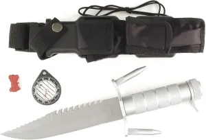 RUKO K2005 Survival Kit Knife with Emergency Capsule Holding Handle and Heavy Duty Nylon Sheath