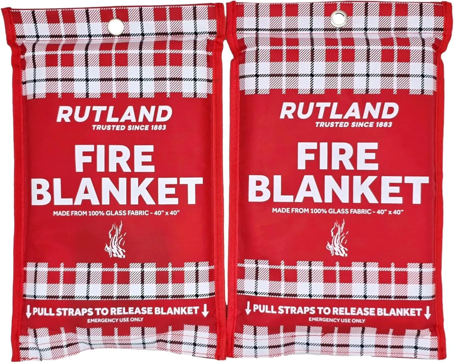 Rutland Fire Blanket for Home and Kitchen Emergency - 2 Pack, 40" x 40" - Fiberglass Fire Suppression Blanket Safety for Grilling, Camping and Boats