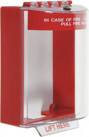 Safety Technology International, Inc. STI-13210FR Universal Stopper®, Surface Mount with Conduit Knockouts and Fire Label, Indoor/Outdoor Polycarbonate Protective Cover for Pull Stations or Call Points