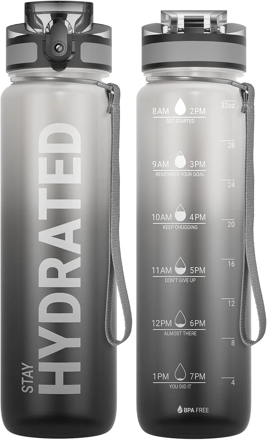 Sahara Sailor Water Bottle 32oz, Durable and Leakproof Water Bottles Motivational with Time Marker, Tritan, BPA Free, Wide Mouth with Easy Clean Brush for Gym, Travel, Home, School, Office (1 Bottle)