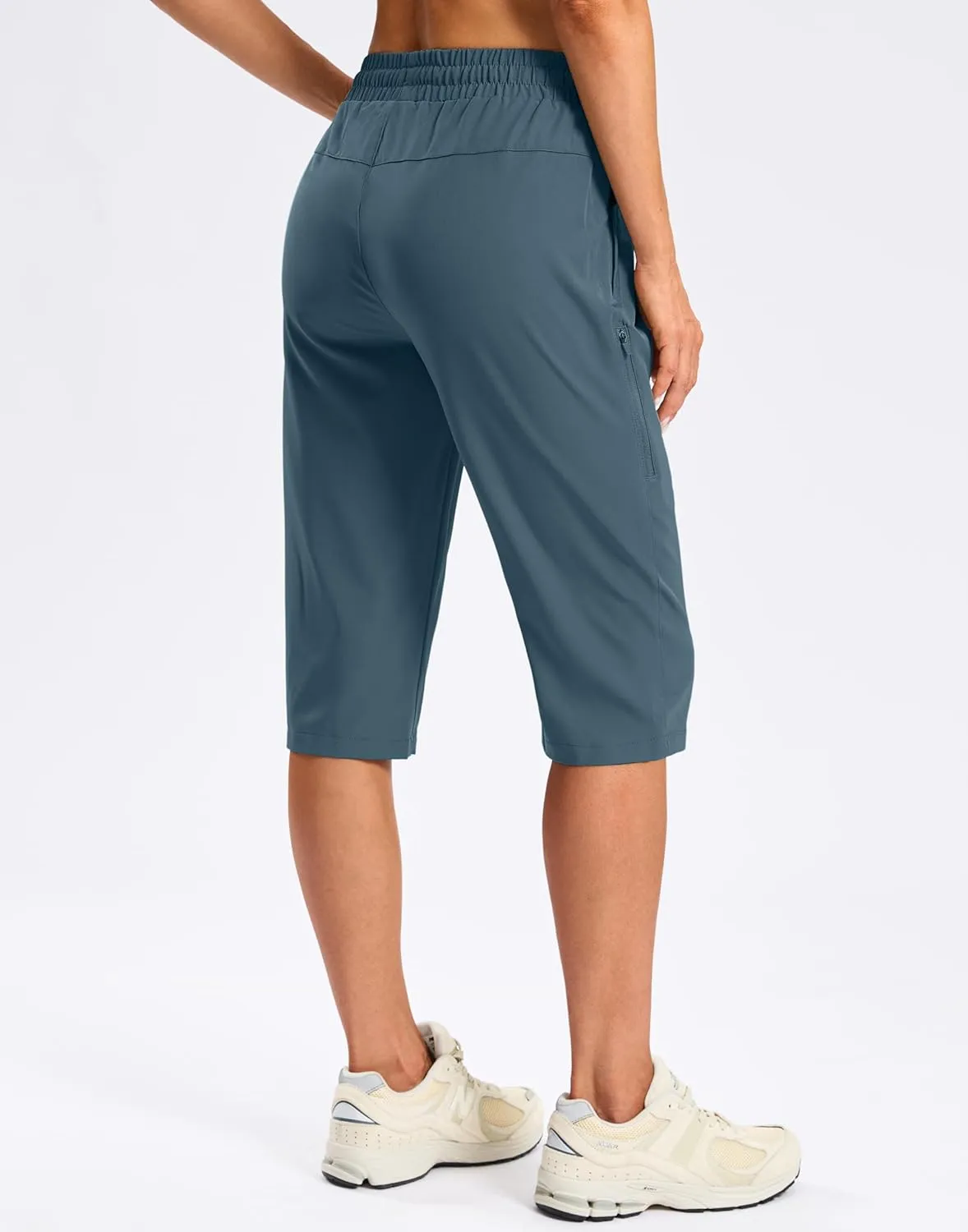 SANTINY Women's 15" Long Shorts with Pockets Below The Knee Length Hiking Cargo Capris Lightweight Quick Dry Bermuda Shorts