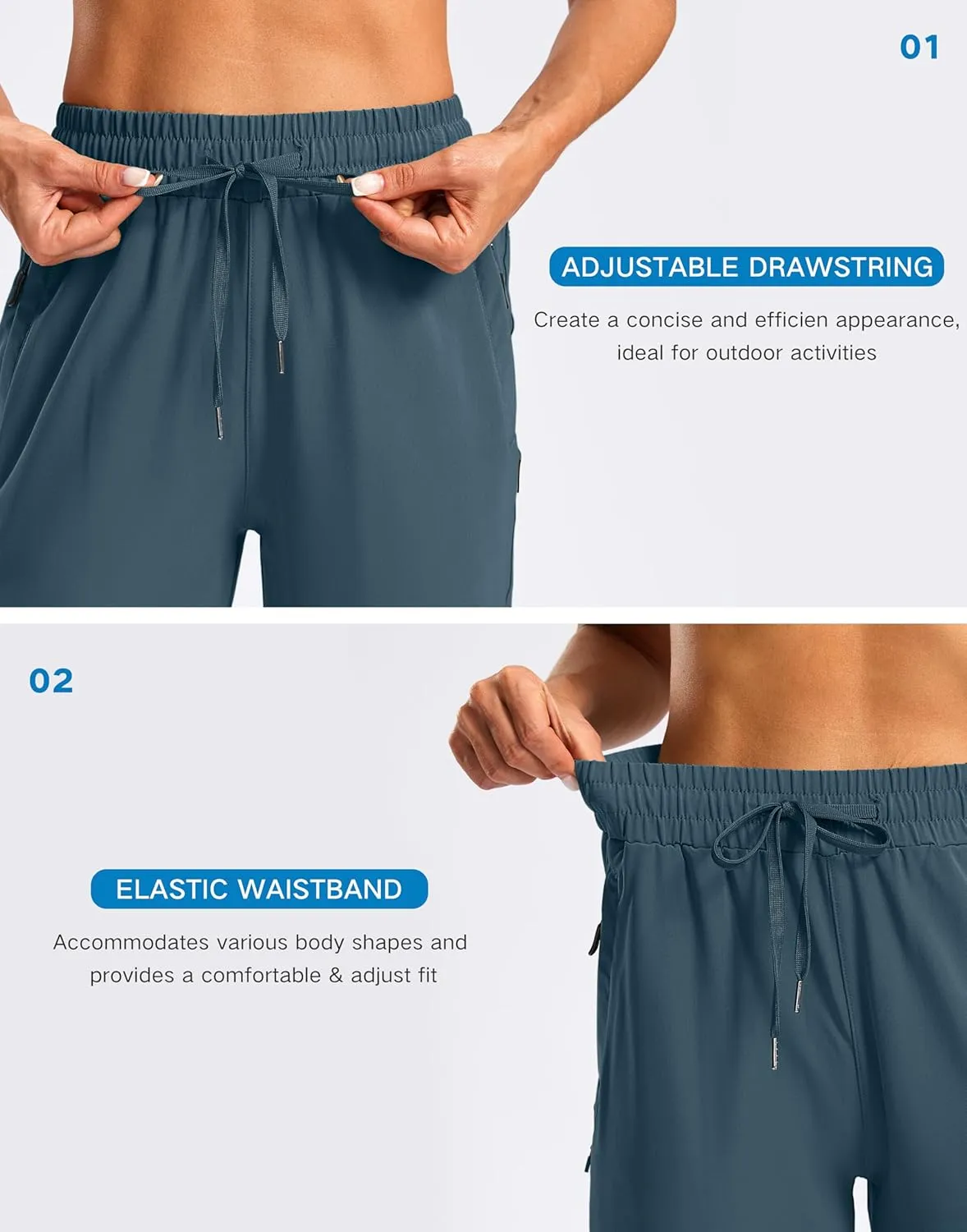 SANTINY Women's 15" Long Shorts with Pockets Below The Knee Length Hiking Cargo Capris Lightweight Quick Dry Bermuda Shorts
