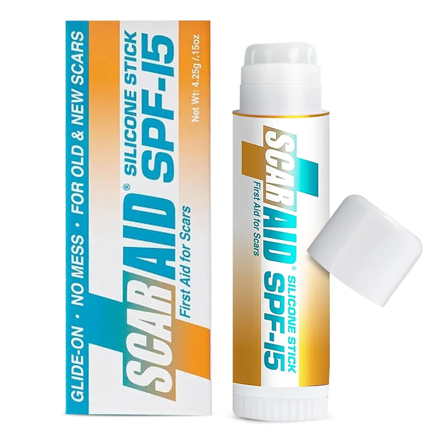ScarAid SPF-15 Silicone Scar Gel Stick 4.25g – Mess-Free Scar Treatment with Sun Protection - Helps Improve the Look of Old & New Surgery, Injury & Acne Scars – Non-Toxic & Gentle on All Skin Types