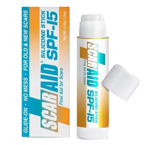 ScarAid SPF-15 Silicone Scar Gel Stick 4.25g – Mess-Free Scar Treatment with Sun Protection - Helps Improve the Look of Old & New Surgery, Injury & Acne Scars – Non-Toxic & Gentle on All Skin Types