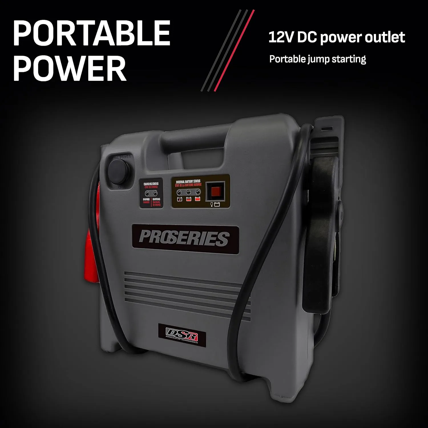 Schumacher Electric DSR ProSeries - Rechargeable Jump Starter - 12V 1800 Peak Amps Portable Car Jump Starter - Gas & Diesel Engines - Jumper Cables & Battery Pack - 225 Cold Cranking Amps