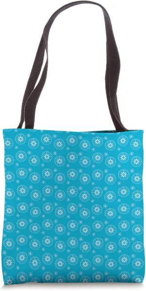 Sea Blue Nautical Compass Pattern Tote Bag