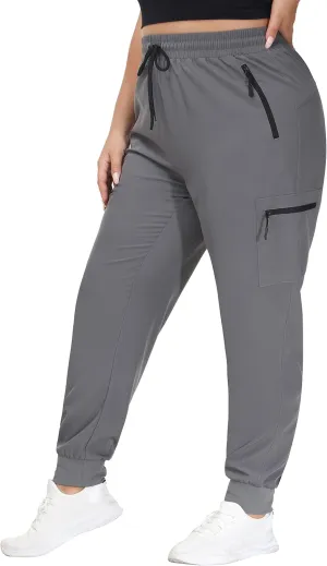 SEKINO Women's Plus Size Hiking Cargo Pants Lightweight Quick Dry Joggers Athletic Workout Outdoor Zipper Pockets Pants