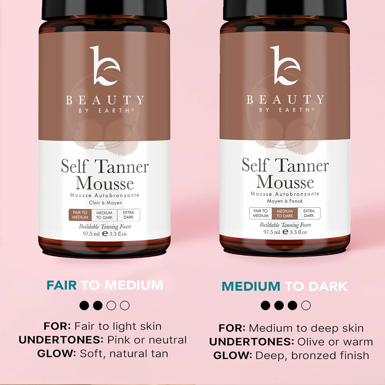 Self Tanner Tanning Mousse Kit - USA Made with Natural & Organic Ingredients, Self Tanner Mousse and Mitt, Tan Kit, Fake Tan Tanning Foam, Medium to Dark, Sunless Tanners Best Sellers