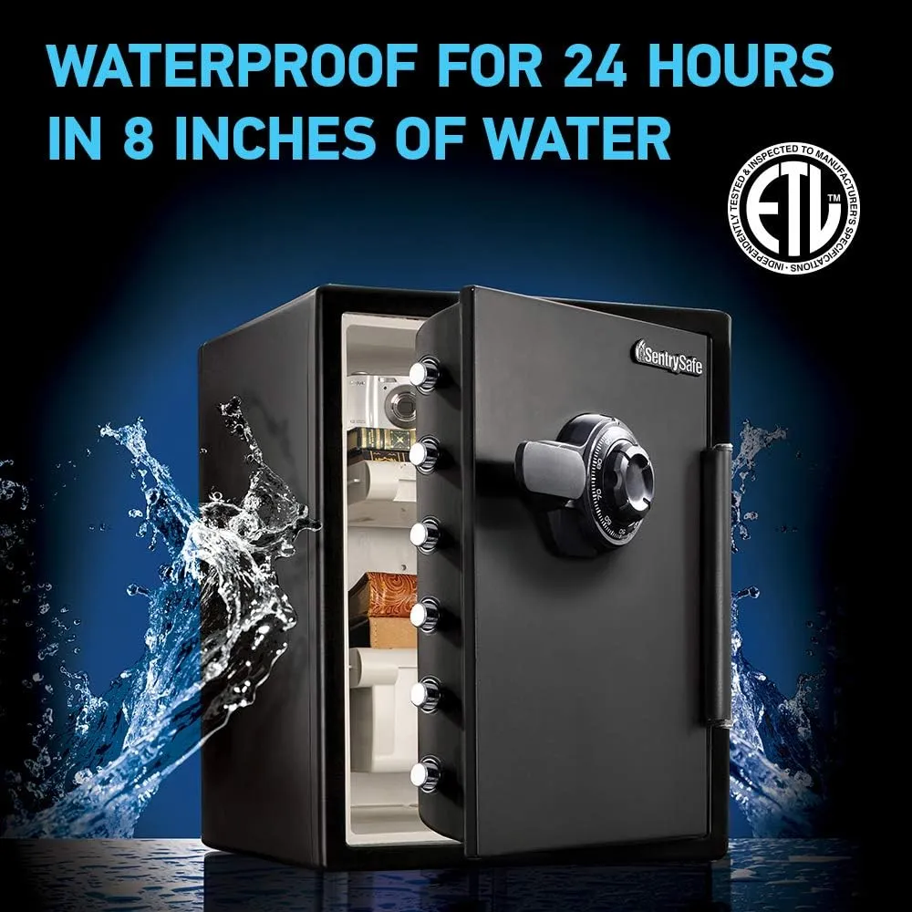 SentrySafe Black Fireproof Waterproof Floor Safe with Dial Combination Lock for Home or Office, 2.05 Cubic Feet, SFW205CWB