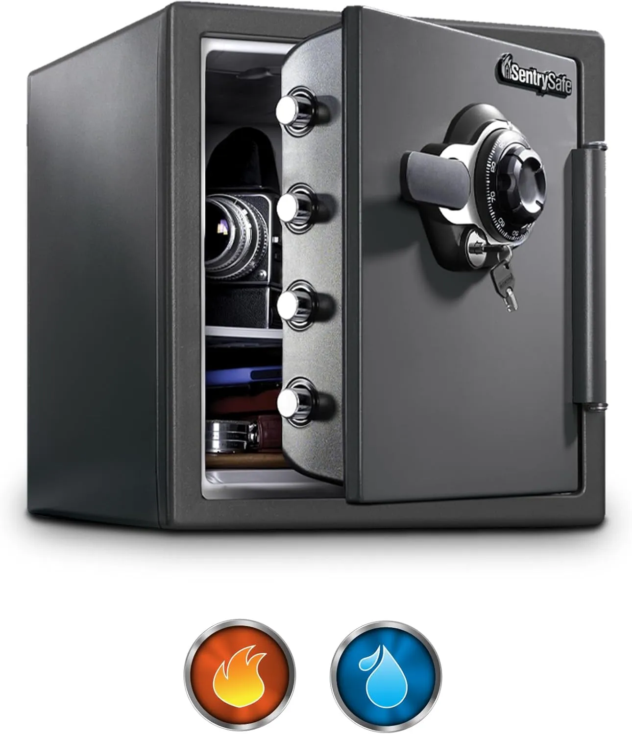 SentrySafe SFW123DSB Fireproof Safe and Waterproof Safe with Dial Combination 1.23 Cubic Feet Gray