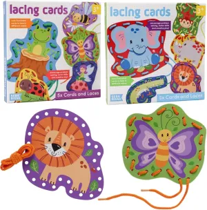 Serabeena Fairy & Safari Lacing Cards for Kids Ages 3-5 Plus - Colorful Lace Up Sewing Cards - Fun Activity That Helps Develop Hand-Eye Coordination & Fine Motor Skills - 10 Animal Boards with Laces