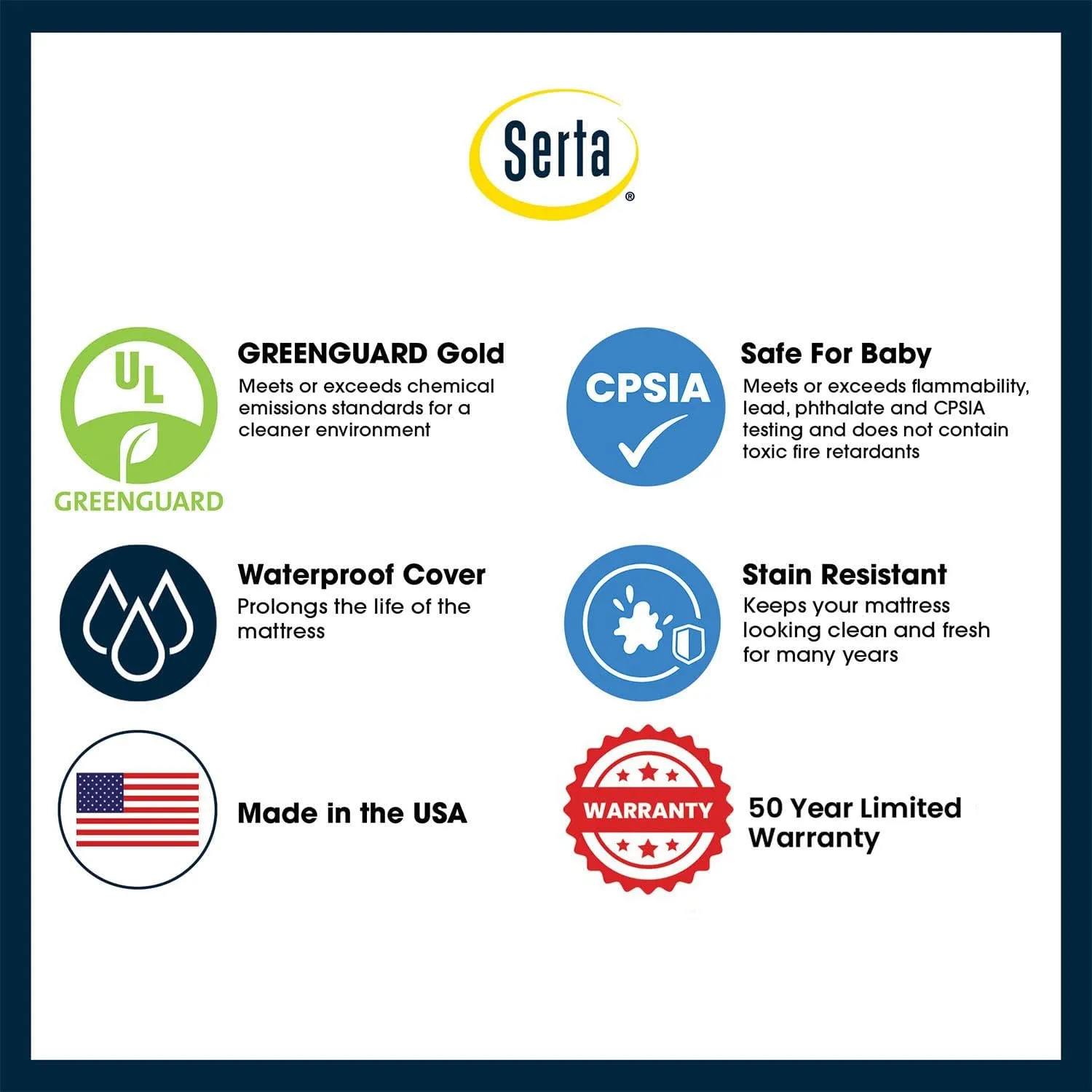 Serta Tranquility Eco Firm 2-Stage Baby Crib and Toddler Mattress - Waterproof Standard Baby Crib & Toddler Mattress - GREENGUARD Gold Certified- 52" L X 27.5" W (50 Year Warranty)