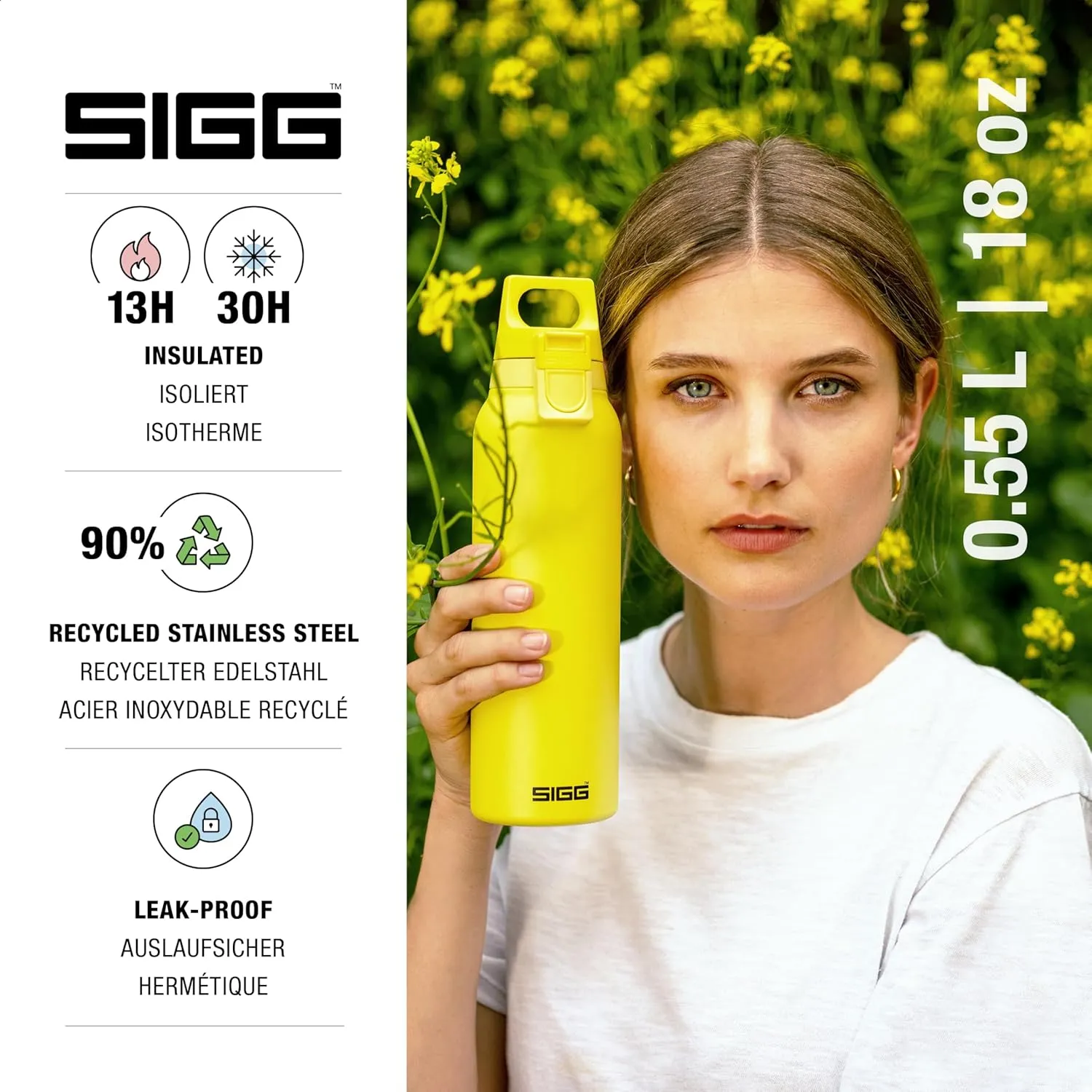 SIGG - Insulated Flask - Thermo Hot & Cold ONE Light - Fruit Filter- BPA-Free - Stainless Steel - 19 Oz