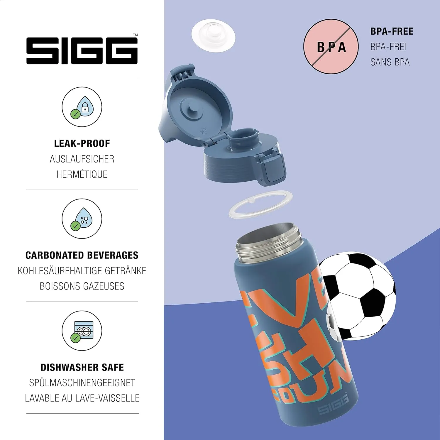 SIGG - Insulated Kids Bottle - Shield One Therm - For Carbonated Beverages - Dishwasher Safe - Stainless Steel - 17 Oz