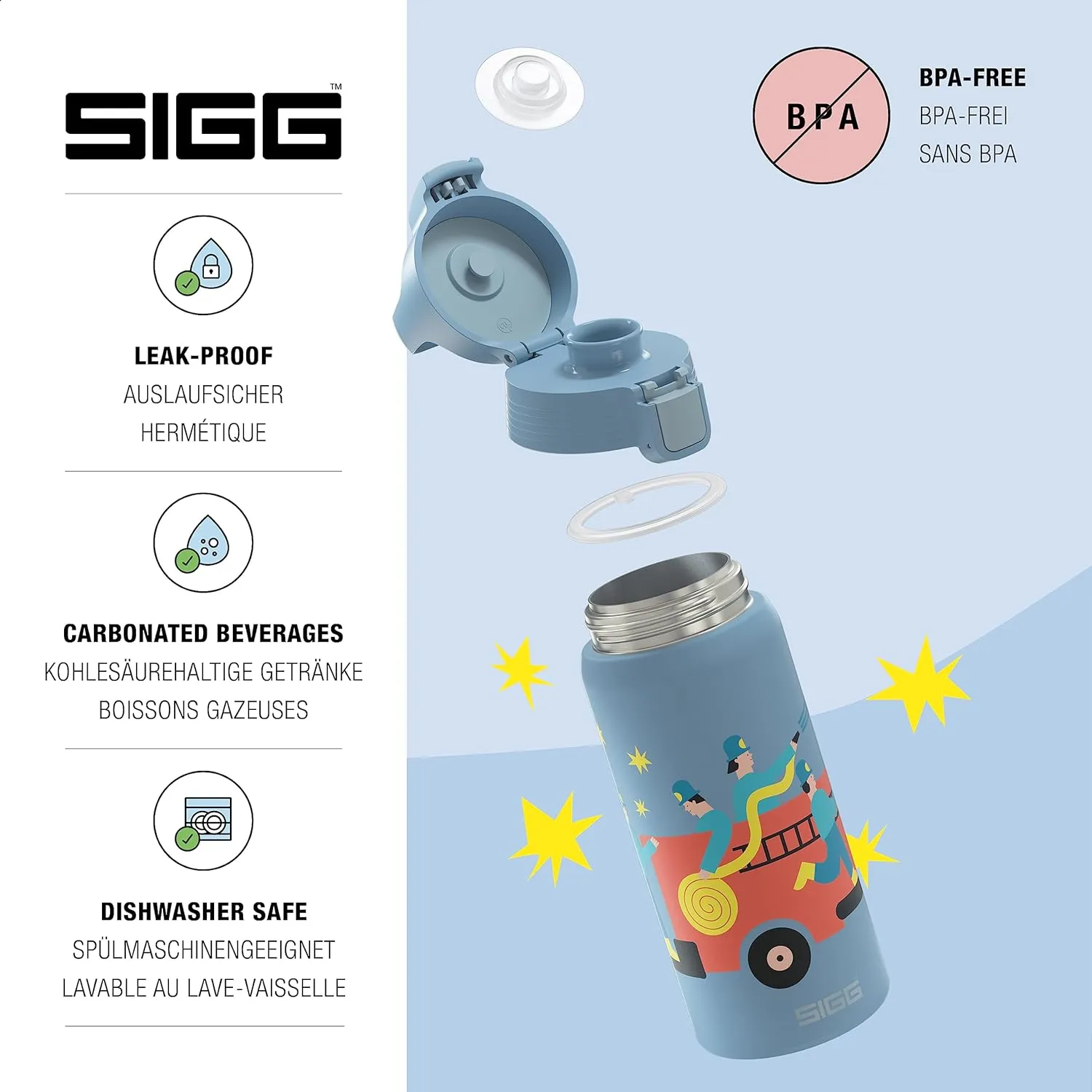 SIGG - Insulated Kids Bottle - Shield One Therm - For Carbonated Beverages - Dishwasher Safe - Stainless Steel - 17 Oz