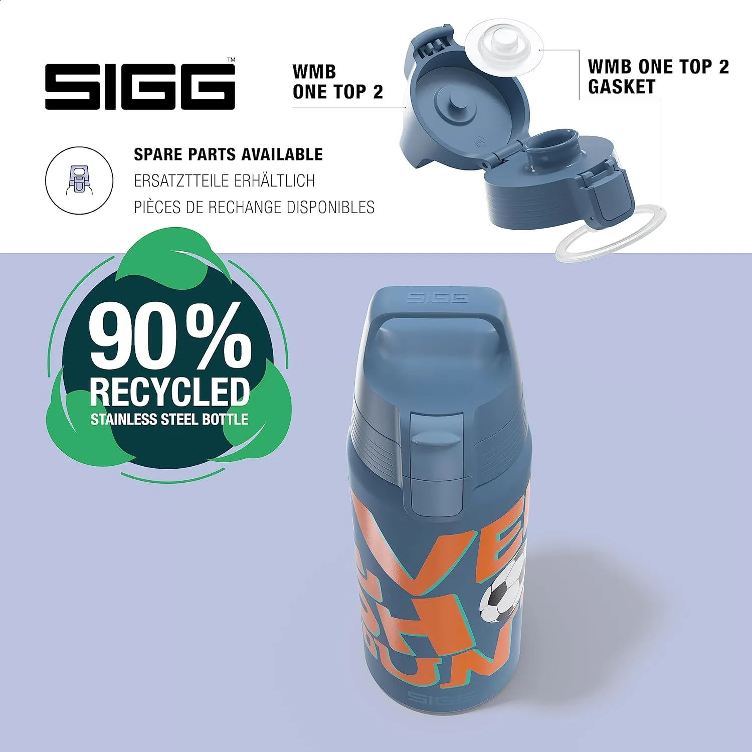 SIGG - Insulated Kids Bottle - Shield One Therm - For Carbonated Beverages - Dishwasher Safe - Stainless Steel - 17 Oz