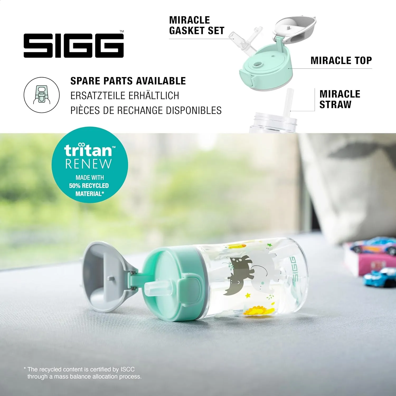 SIGG - Kids Miracle Water Bottle - Furry Friends - Lightweight Tritan with Leak-Proof Lid - One Hand Children's Drink Bottle - 12 Oz