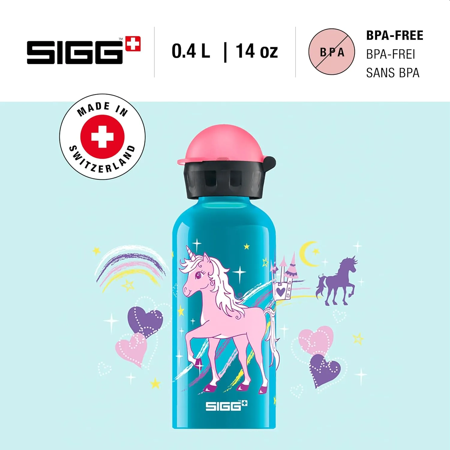 Sigg - Kids Water Bottle - KBT - Made in Switzerland - Neutral Taste - Leakproof - Lightweight - School, Sports - 14 Oz