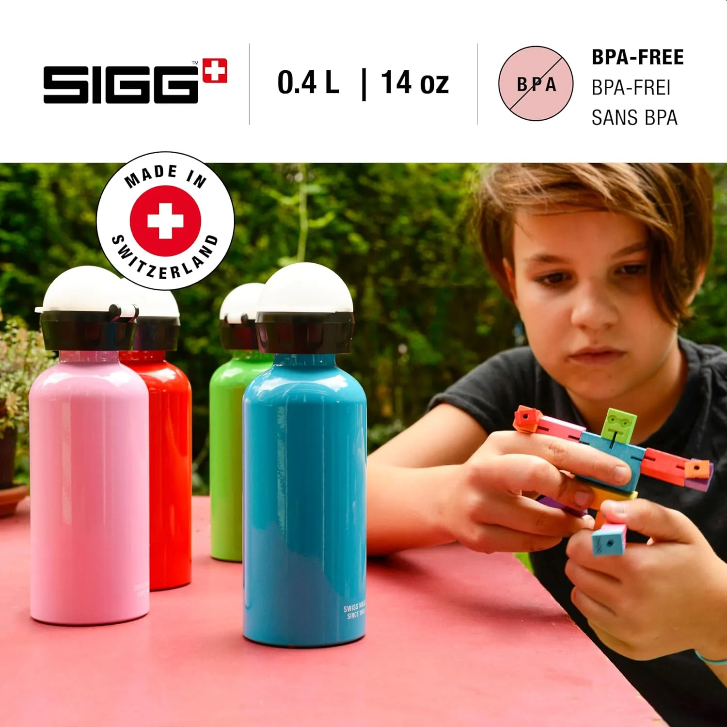 Sigg - Kids Water Bottle - KBT - Made in Switzerland - Neutral Taste - Leakproof - Lightweight - School, Sports - 14 Oz
