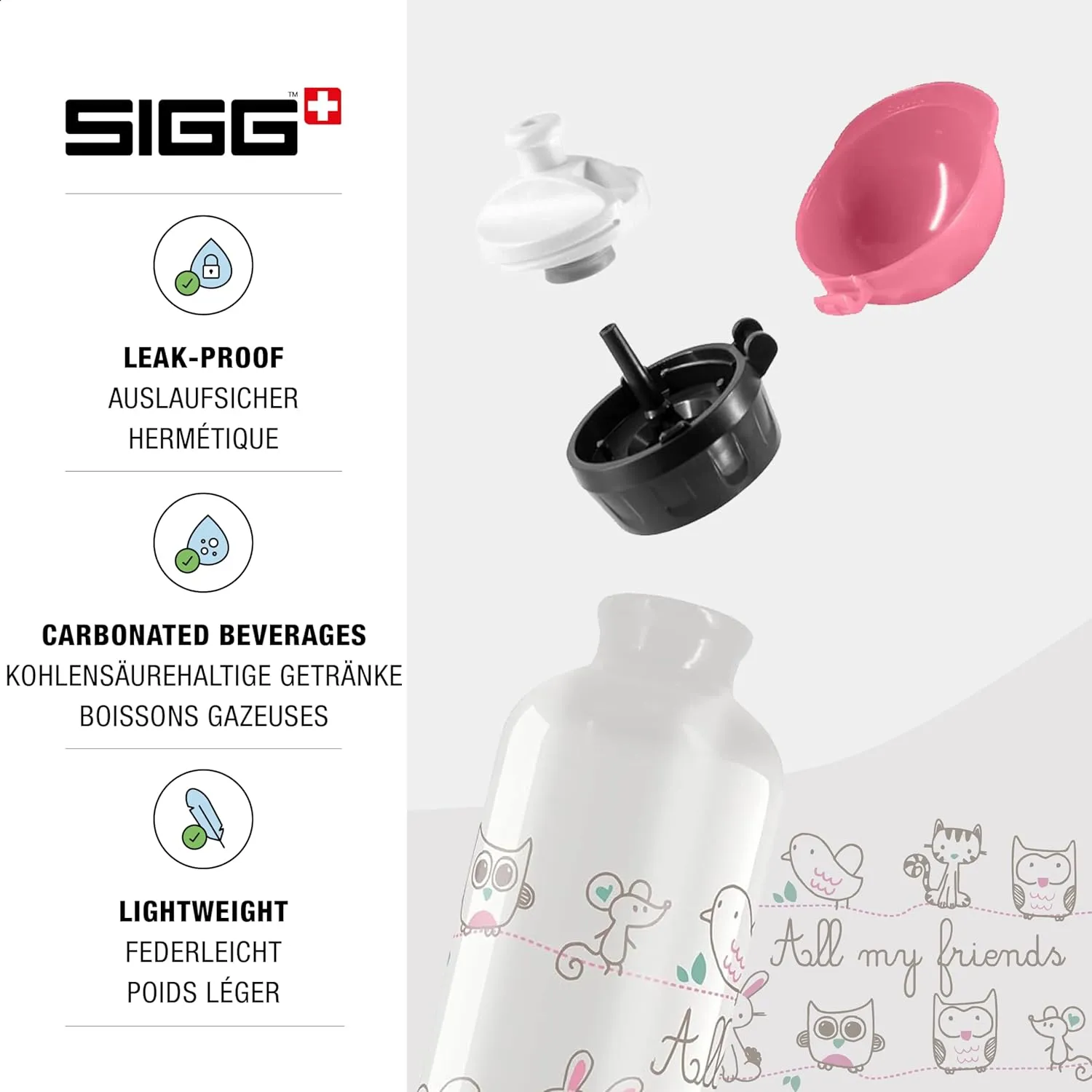 Sigg - Kids Water Bottle - KBT - Made in Switzerland - Neutral Taste - Leakproof - Lightweight - School, Sports - 14 Oz