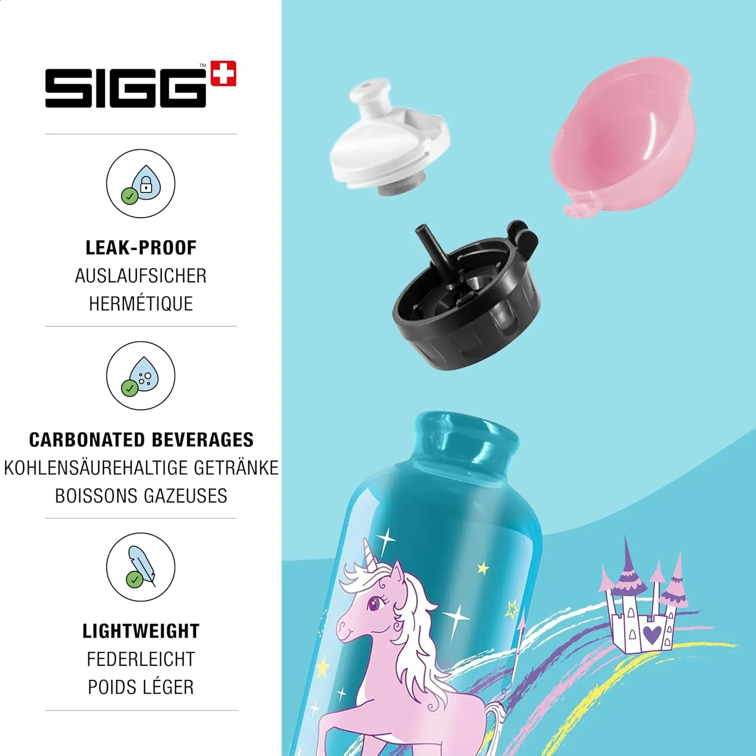 Sigg - Kids Water Bottle - KBT - Made in Switzerland - Neutral Taste - Leakproof - Lightweight - School, Sports - 14 Oz