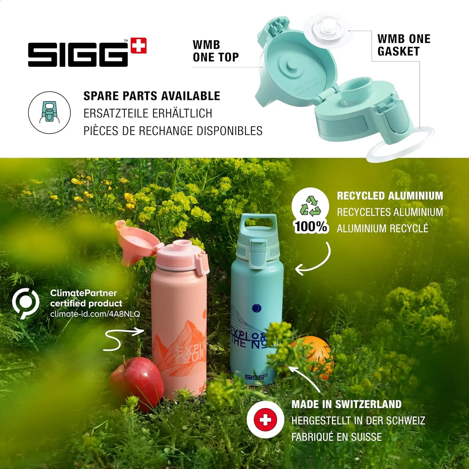 SIGG - Metal Water Bottle - WMB Pathfinder - Made in Switzerland - Carbonated Drinks - Wide Mouth - Lightweight - 34 Oz