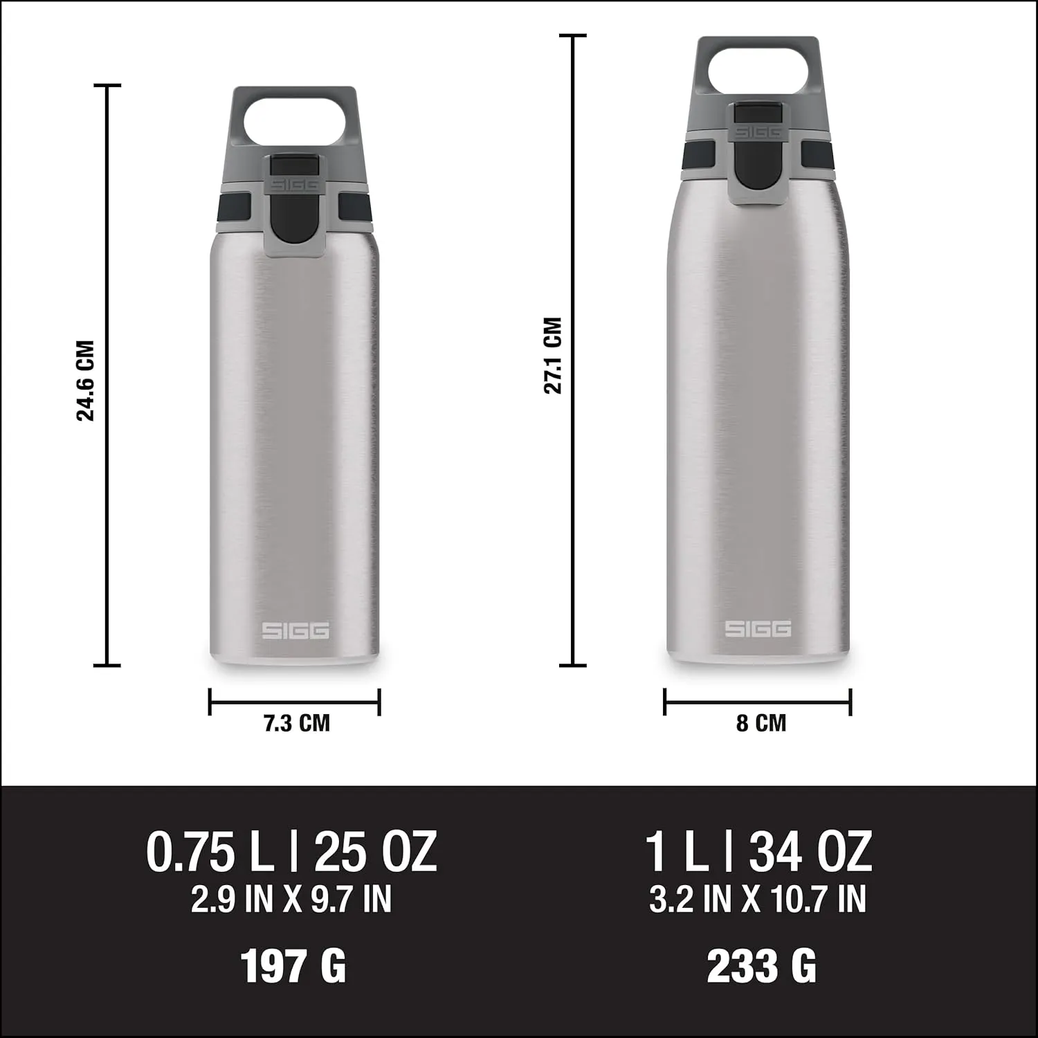 SIGG - Reusable Water Bottle - Shield ONE - Leakproof - Recyclable - BPA Free - Brushed - 34 Oz