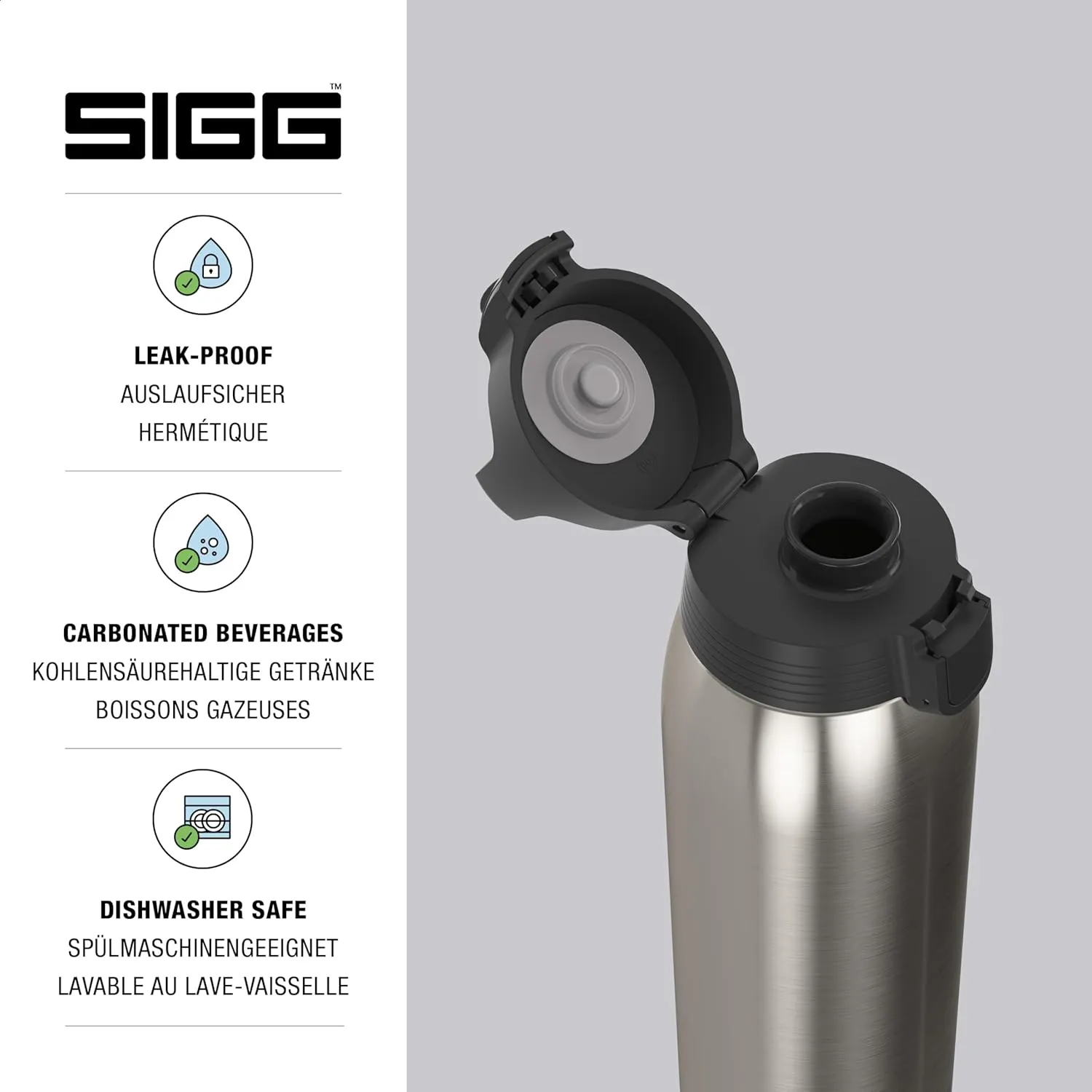 SIGG - Reusable Water Bottle - Shield ONE - Leakproof - Recyclable - BPA Free - Brushed - 34 Oz