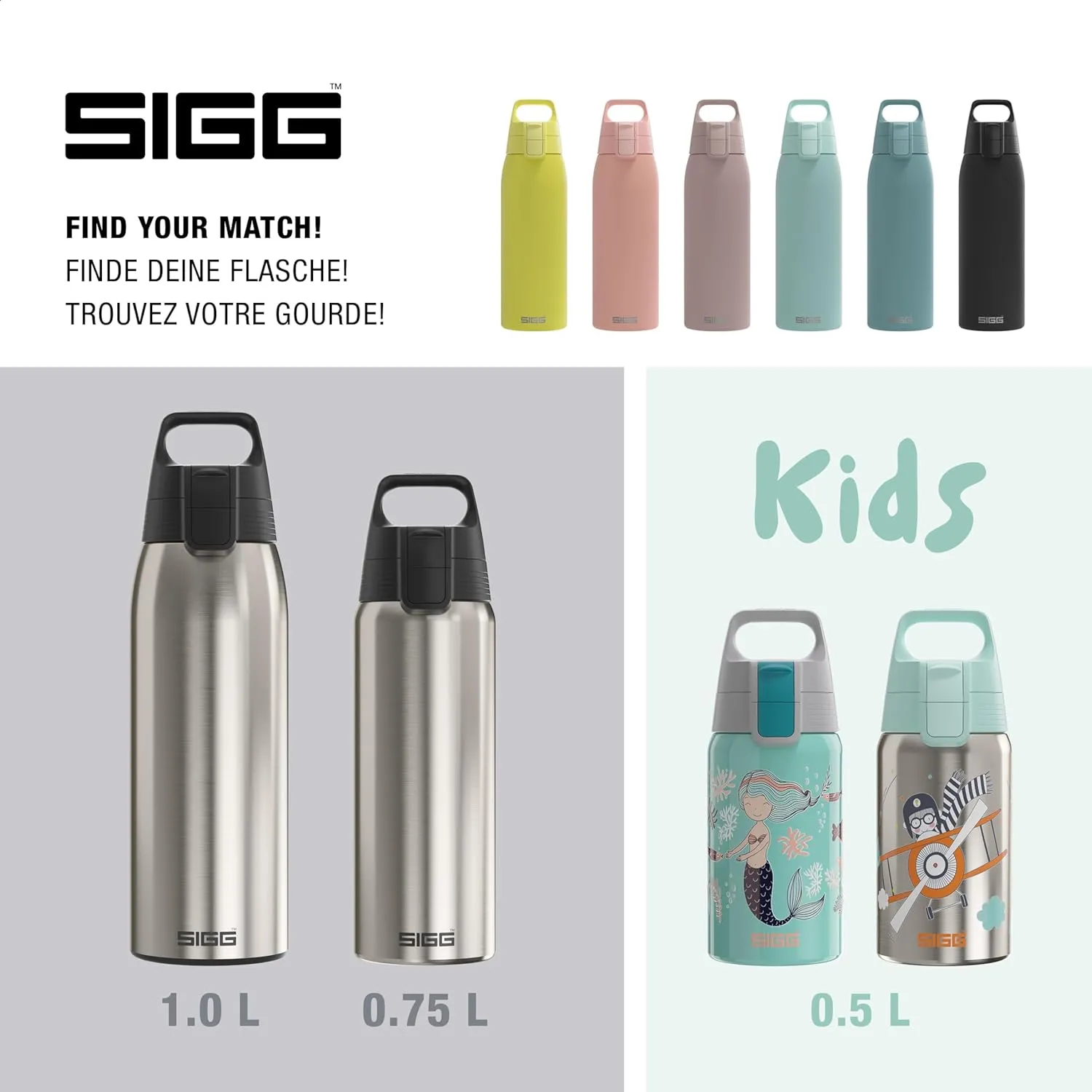 SIGG - Reusable Water Bottle - Shield ONE - Leakproof - Recyclable - BPA Free - Brushed - 34 Oz