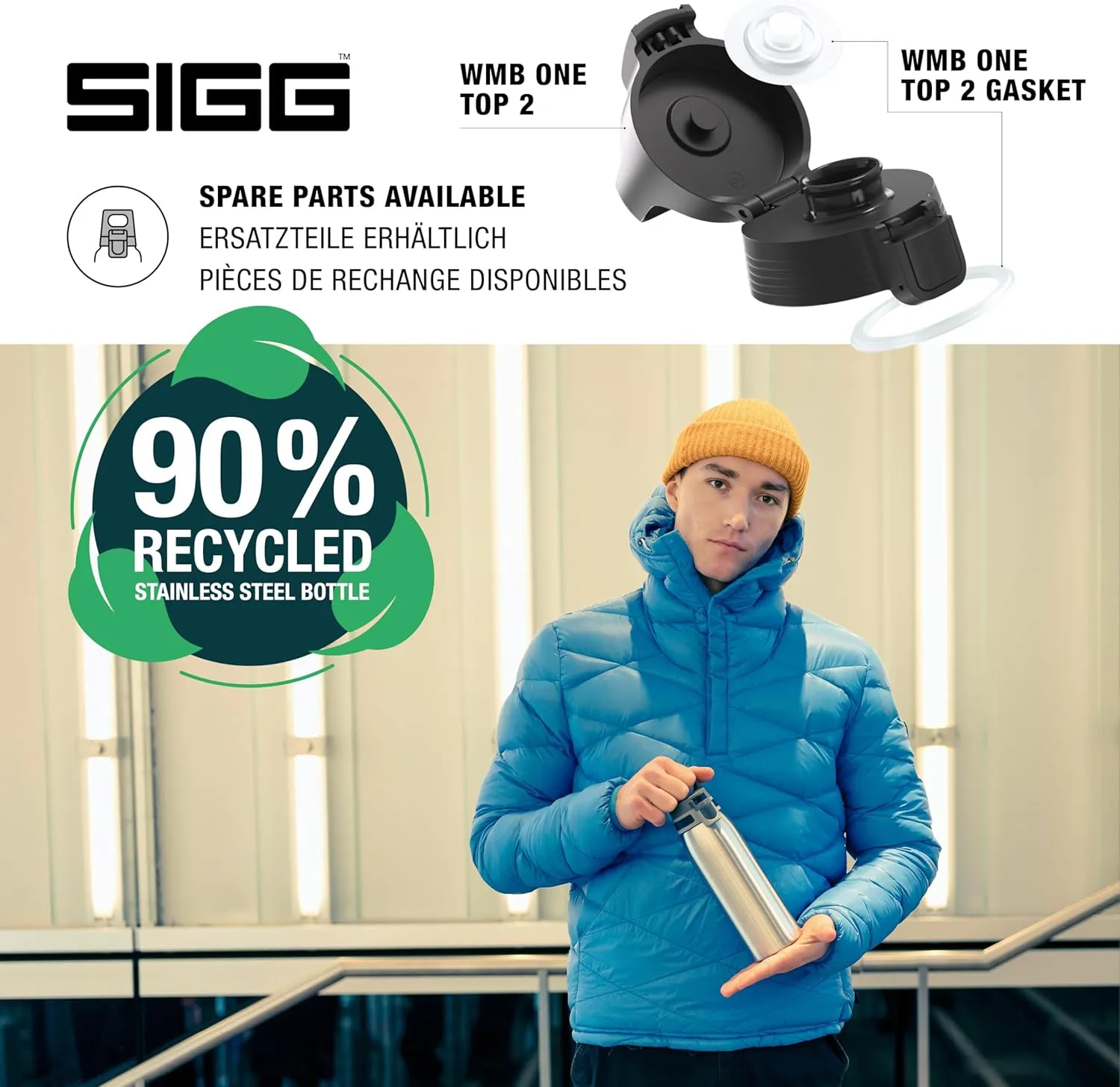 SIGG - Reusable Water Bottle - Shield ONE - Leakproof - Recyclable - BPA Free - Brushed - 34 Oz