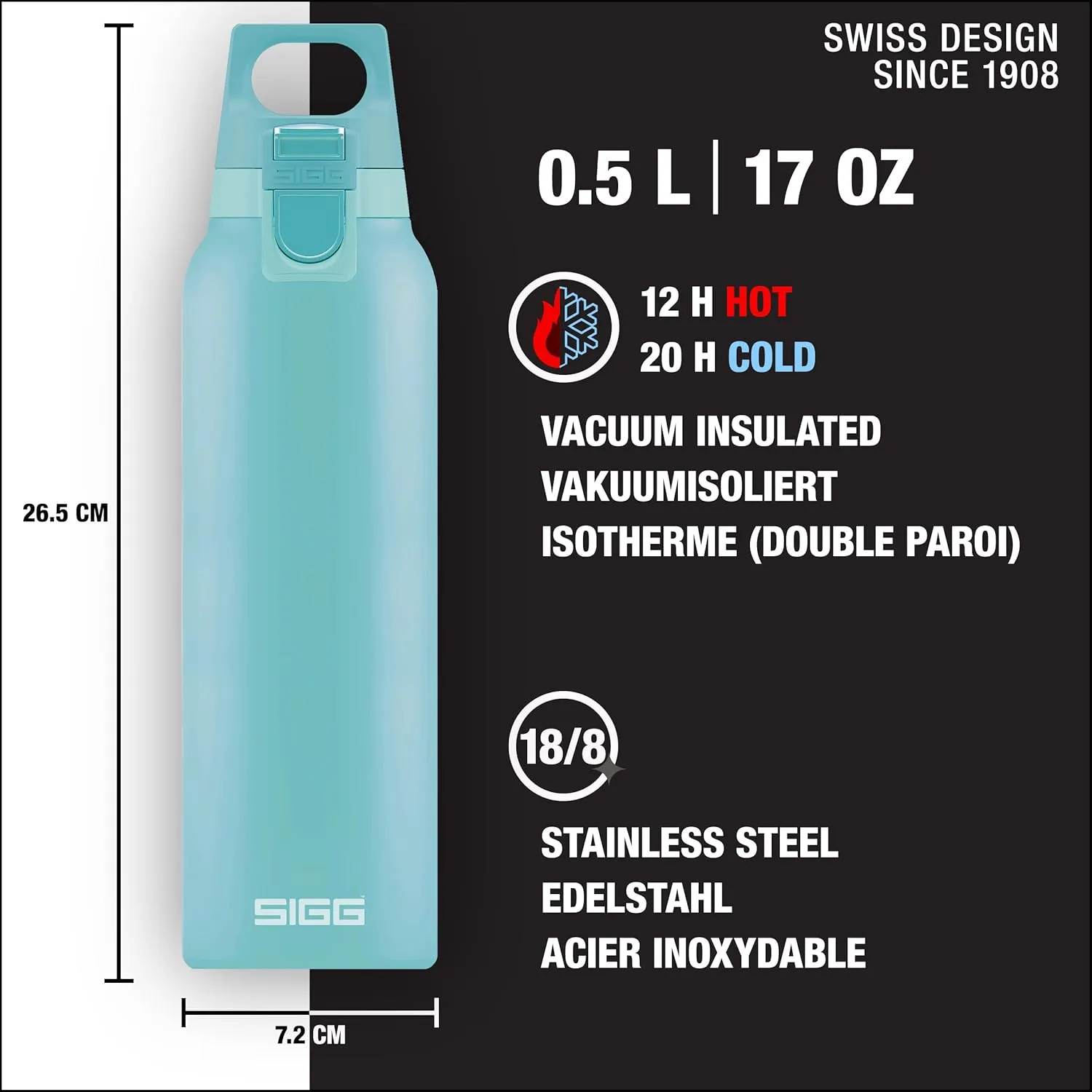 SIGG - Thermo Flask Hot & Cold ONE - Insulated Water Bottle - Tea Filter - Leakproof - BPA-Free - Stainless Steel - 17Oz