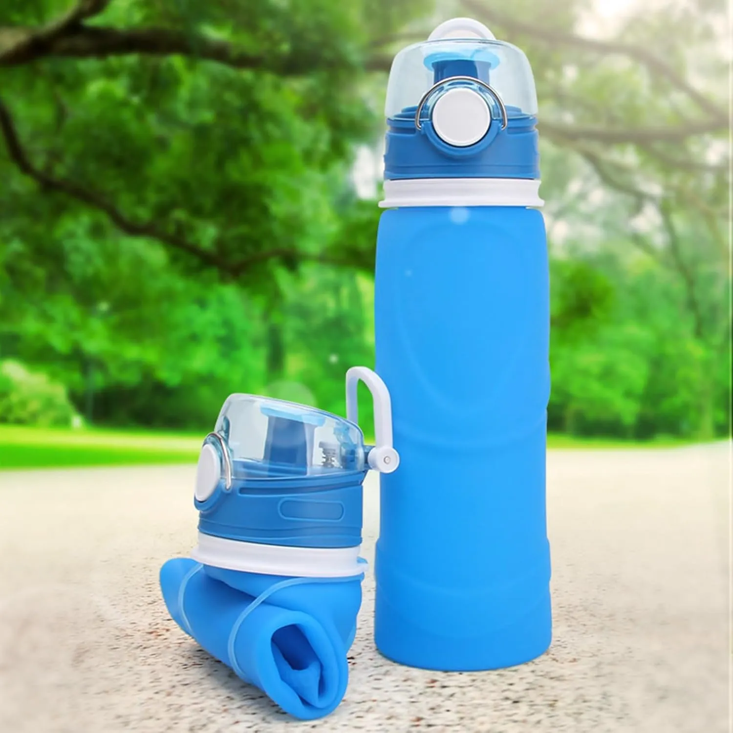 Silicone Foldable Water Bottle Cup Portable Sport Water Bottle Leakproof BPA Free Travel Water Bottles Gym Travel Camping Hiking Sport Outdoor Indoor Sport Travel Telescopic Cup(Green,Small)