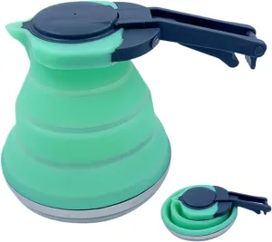 Silicone Folding Kettle 1500ml Portable Foldable Camping Kettle Tea Coffee Water Pot Dark BlueFoldable Kettle Collapsible Camping Water Kettle Foldable 1.5L Water Pot Folding Silicone Kettle