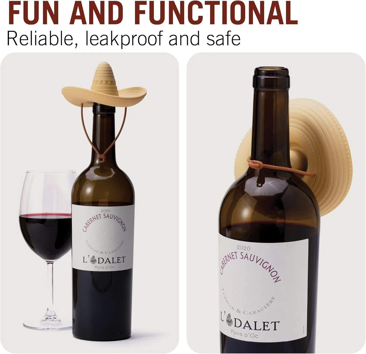 Silicone Wine Stopper/Fun Sombrero shaped cap seals bottle and keeps wine fresh/Cute Wine Accessories/ Kitchen Gadgets/el Corko Bottle Stopper by Monkey Business