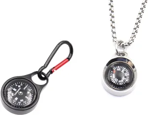 Silver Compass Necklace and Compass Keychain Kit Gift