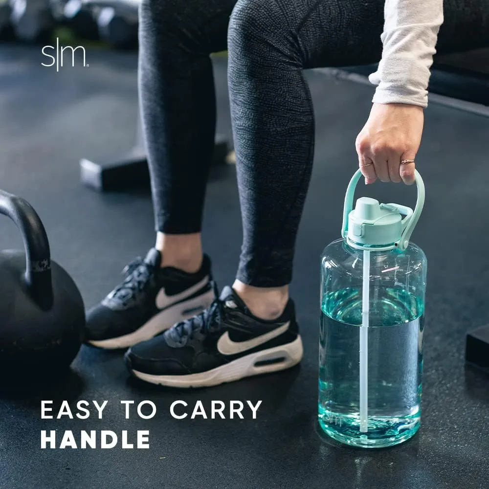 Simple Modern 1 Gallon 128 oz Water Bottle with Push Button Silicone Straw Lid & Motivational Measurement Marker | Large Reusable Tritan Plastic Water Jug | Summit Collection | Pacific Dream