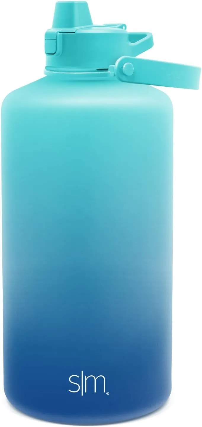 Simple Modern 1 Gallon 128 oz Water Bottle with Push Button Silicone Straw Lid & Motivational Measurement Marker | Large Reusable Tritan Plastic Water Jug | Summit Collection | Pacific Dream