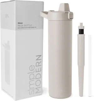 Simple Modern Filtered Water Bottle | Insulated Stainless-Steel Carbon Filter Travel Water Bottles | Reusable for Clean Drinking Water On The Go | 24oz, Almond Birch