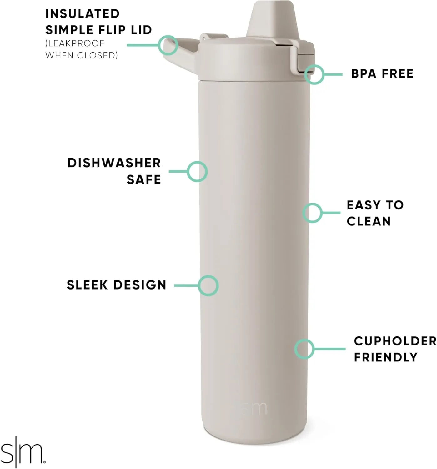 Simple Modern Filtered Water Bottle | Insulated Stainless-Steel Carbon Filter Travel Water Bottles | Reusable for Clean Drinking Water On The Go | 24oz, Almond Birch