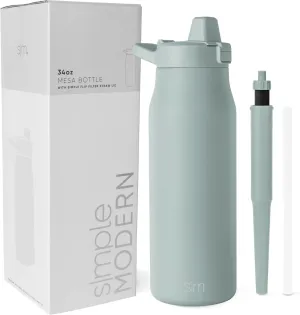 Simple Modern Filtered Water Bottle | Insulated Stainless-Steel Carbon Filter Travel Water Bottles | Reusable for Clean Drinking Water On The Go | 34oz, Sea Glass Sage