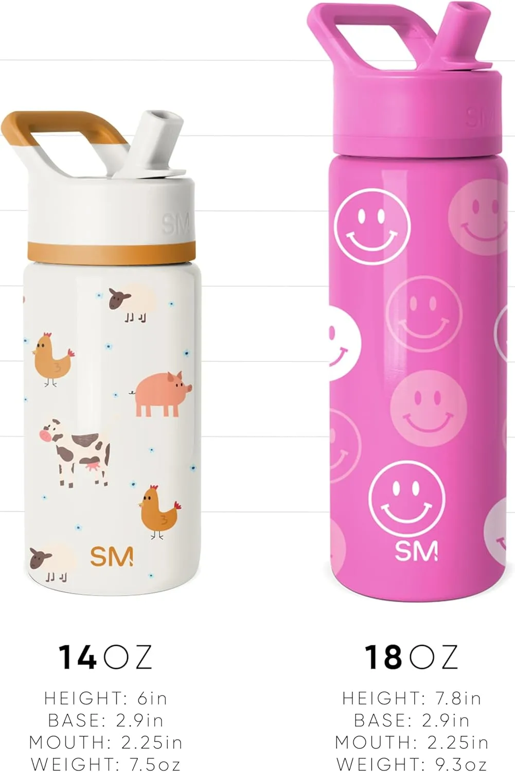 Simple Modern Kids Summit Water Bottle with Straw Lid | 14oz Stainless Steel Cup Insulated Tumbler for Toddlers, School | Dinosaura