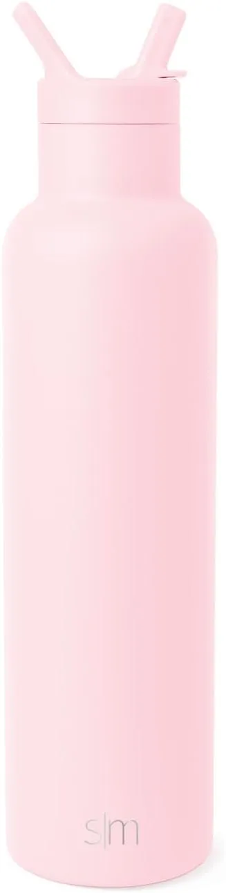 Simple Modern Water Bottle with Narrow Mouth Straw Lid Metal Thermos Vacuum Insulated Stainless Steel l Reusable Leak Proof BPA-Free Flask | Ascent Collection | 24oz, Blush