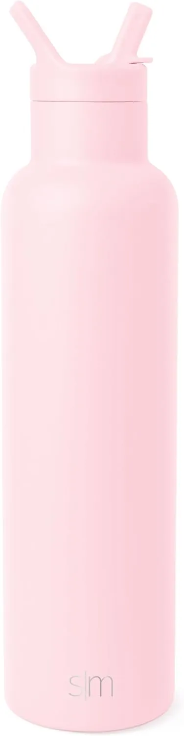 Simple Modern Water Bottle with Narrow Mouth Straw Lid Metal Thermos Vacuum Insulated Stainless Steel l Reusable Leak Proof BPA-Free Flask | Ascent Collection | 24oz, Blush