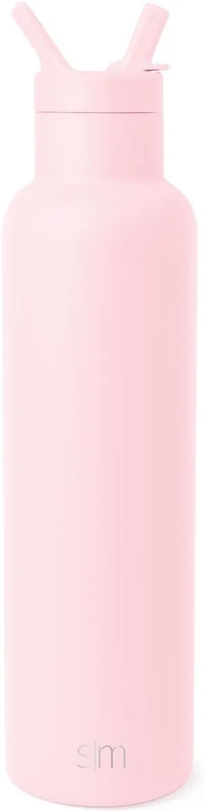 Simple Modern Water Bottle with Narrow Mouth Straw Lid Metal Thermos Vacuum Insulated Stainless Steel l Reusable Leak Proof BPA-Free Flask | Ascent Collection | 24oz, Blush