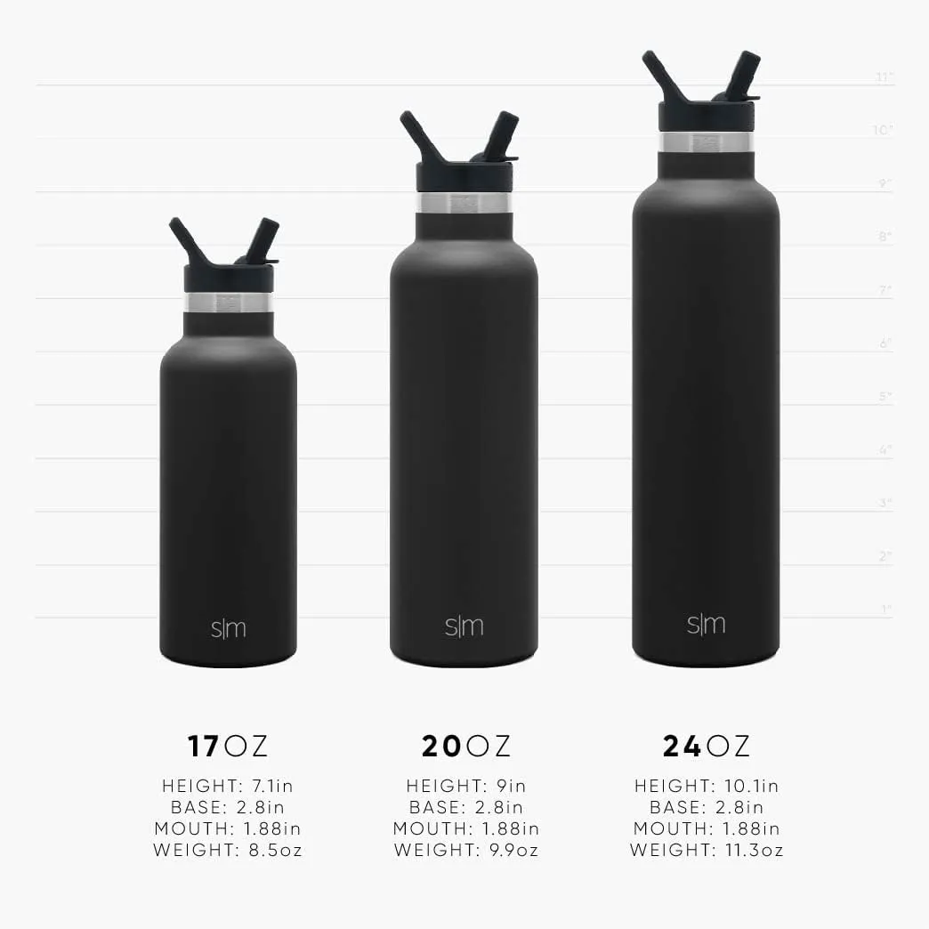 Simple Modern Water Bottle with Narrow Mouth Straw Lid Metal Thermos Vacuum Insulated Stainless Steel l Reusable Leak Proof BPA-Free Flask | Ascent Collection | 24oz, Blush