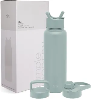 Simple Modern Water Bottle with Straw, Handle, and Chug Lid Vacuum Insulated Stainless Steel Thermos Bottles | Large Leak Proof BPA-Free Sports Flask | Summit Collection | 40oz, Sea Glass Sage