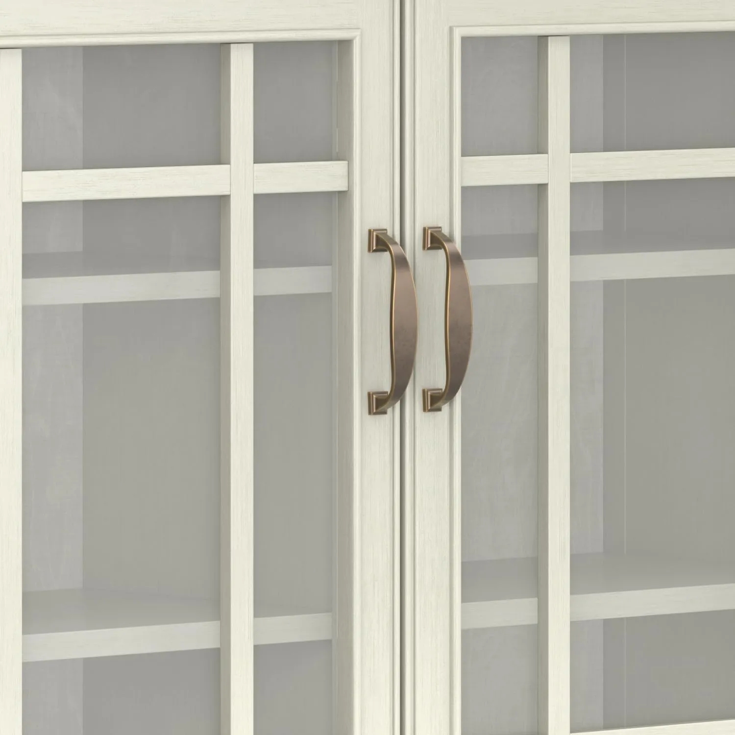 SIMPLIHOME Connaught SOLID WOOD 46 inch Wide Traditional Tall Storage Cabinet in Antique White for the Living Room, Entryway and Family Room