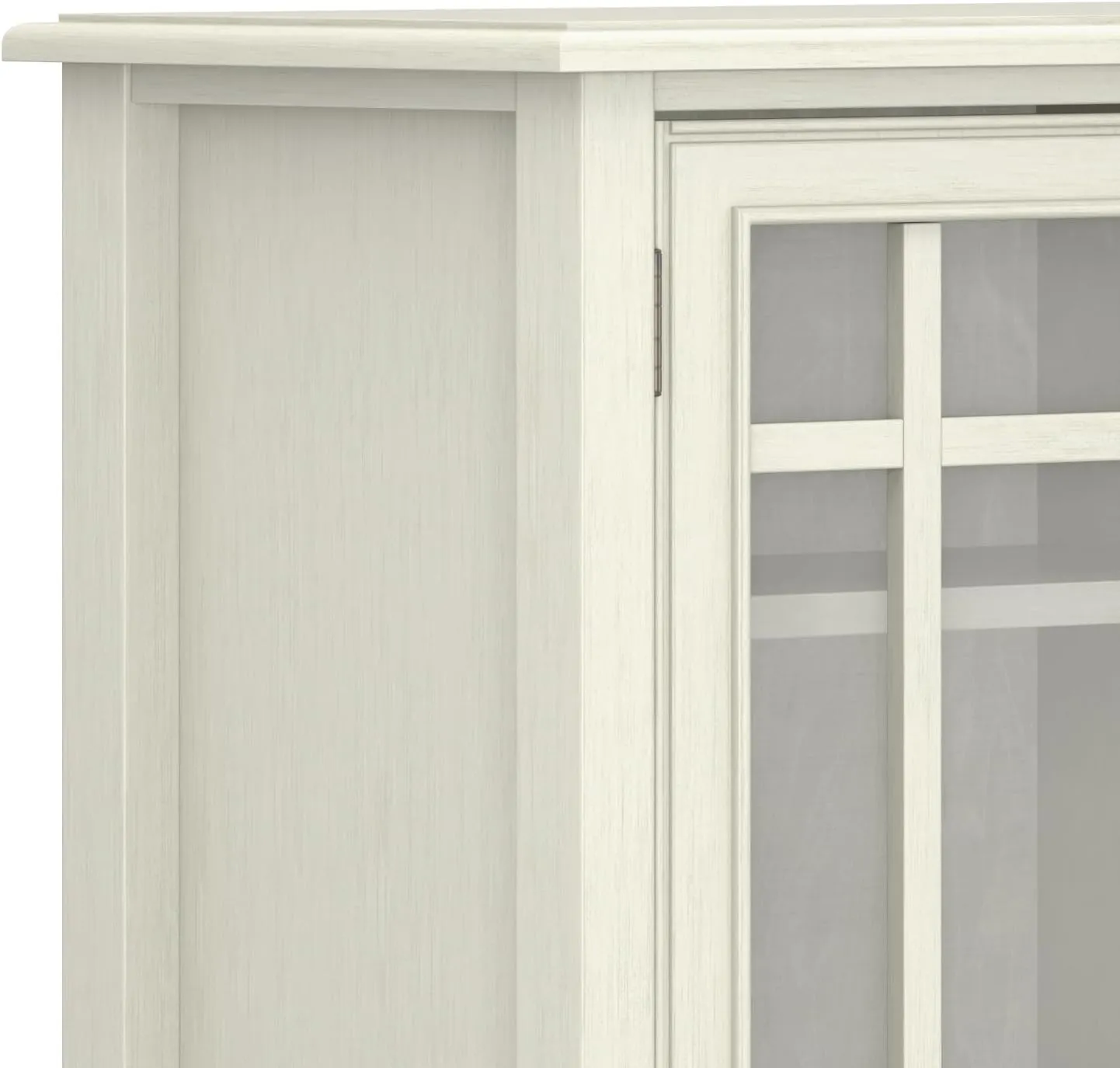 SIMPLIHOME Connaught SOLID WOOD 46 inch Wide Traditional Tall Storage Cabinet in Antique White for the Living Room, Entryway and Family Room