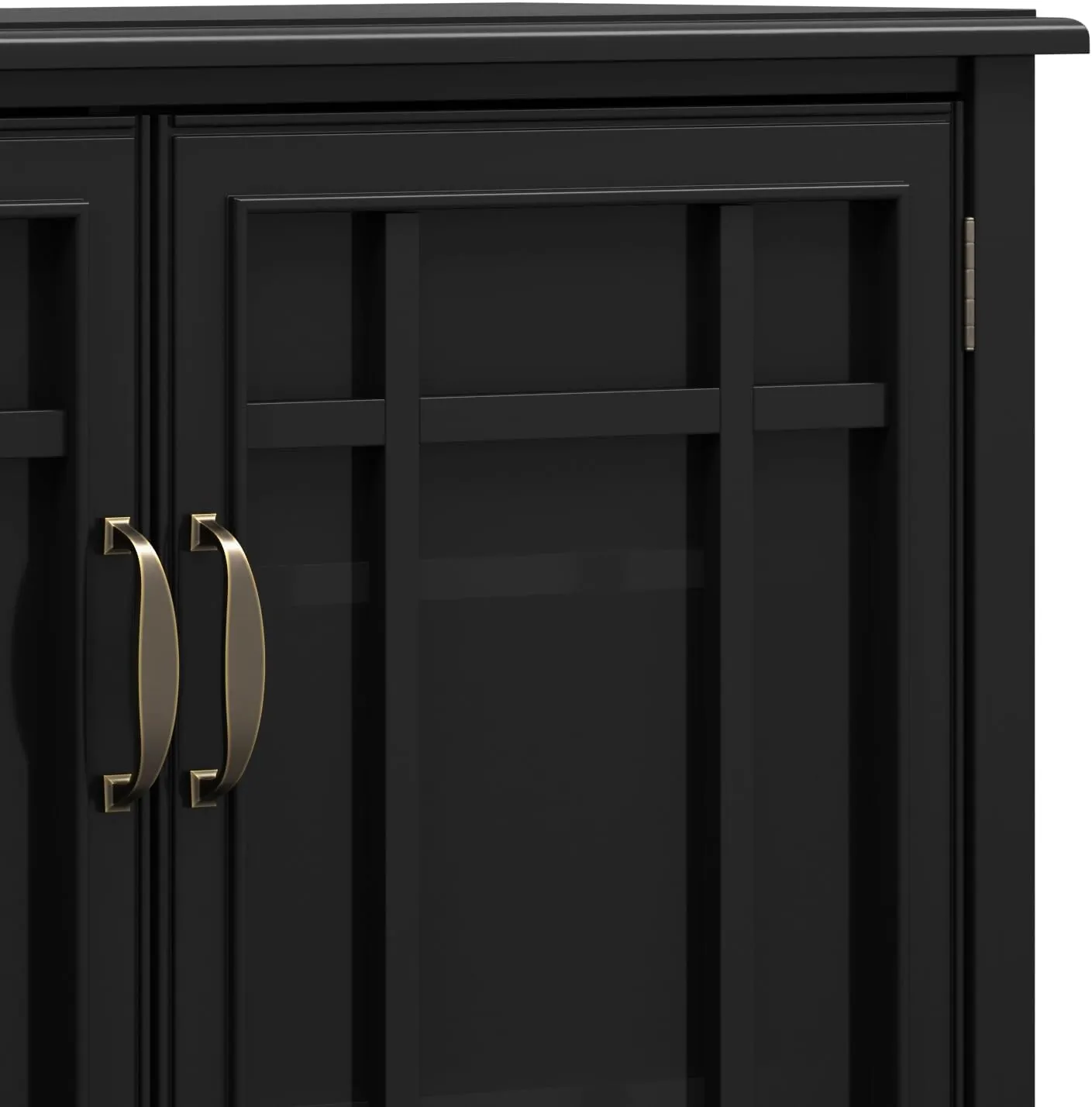 SIMPLIHOME Connaught SOLID WOOD 46 inch Wide Traditional Tall Storage Cabinet in Black for the Living Room, Entryway and Family Room