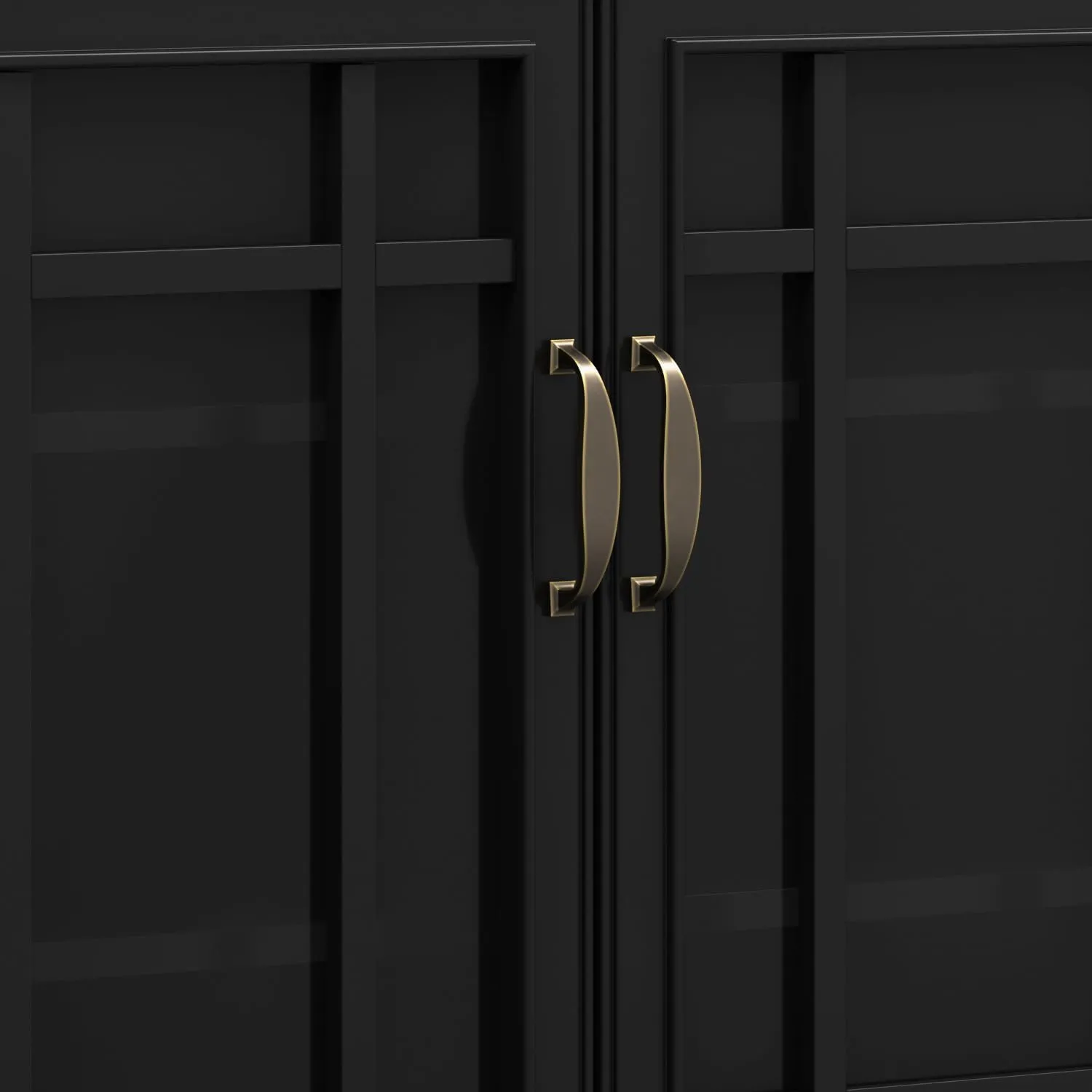 SIMPLIHOME Connaught SOLID WOOD 46 inch Wide Traditional Tall Storage Cabinet in Black for the Living Room, Entryway and Family Room